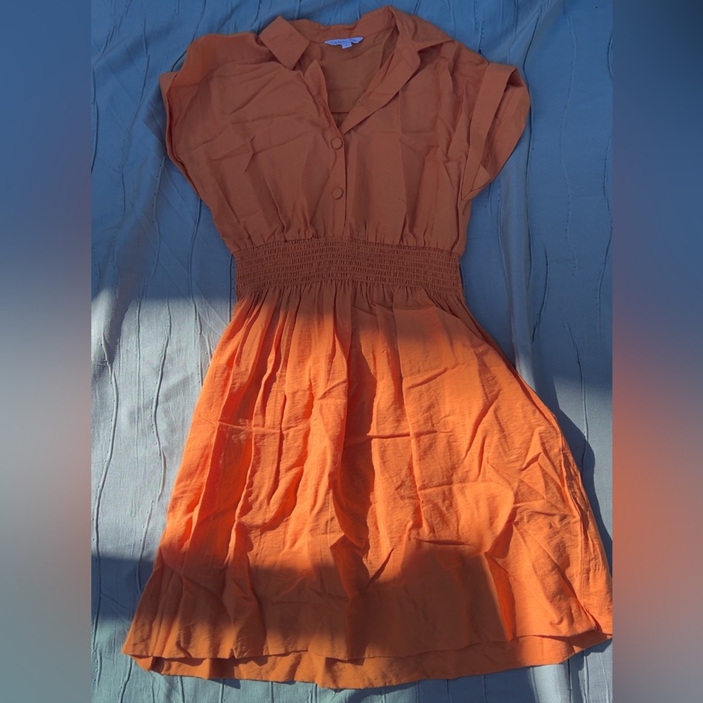 Orange Button-Up Dress